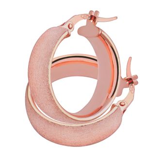 Diamant L'éternel 9ct roségouden matte koepelvormige hoepeloorbellen