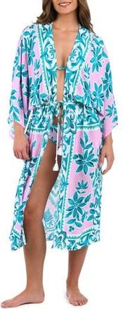 La Blanca Opulent Tie Front Cover-Up in Pink Multi at Nordstrom Rack, Size Large/x-Large