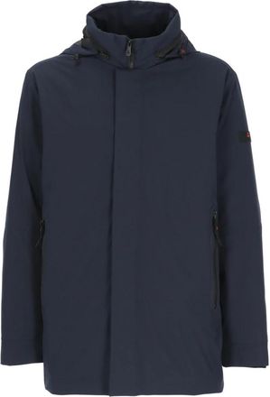 Peuterey Lange Gewatteerde Jas - Heren - Zomerjassen - Blauw - S - Leer - Jassen