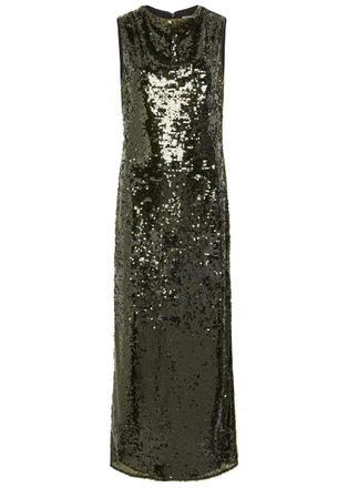 Shona Joy Olympia Sequin-embellished Tulle Maxi Dress - Green - 10 (UK10 / S)