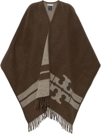Tory Burch Logo Poncho - Dames - Ponchos - Bruin - ONE Size - Wol - Jassen