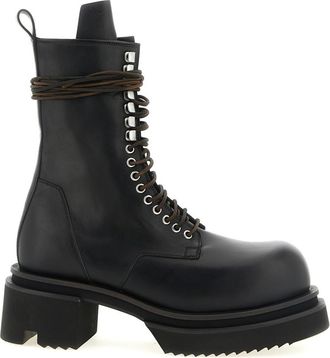 Rick Owens Black Lace-Up Bogun Boots
