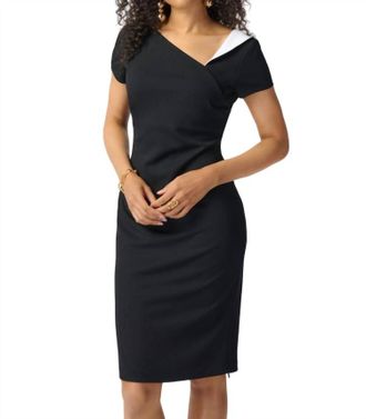 Joseph Ribkoff Two-Tone Asymmetrical Dress In Black,white