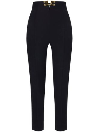 Elisabetta Franchi High-Waisted Tailored Trousers with Gold-Tone Clasp