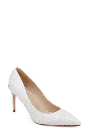 L'agence Maelle Snake Print Embossed Leather Pump in White Snake at Nordstrom, Size 6.5