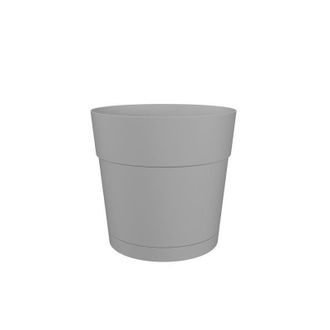 Artevasi Artevasi - Vaso De Flores Y Plantas Redondo Capri Large - Pl&aacute;stico - Dep&oacute;sito De Agua - Di&aacute;metro 35 Cm - Gris Claro