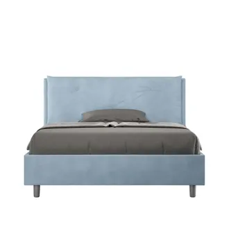 ITYhome Letto Alla Francese Rivestito In Microfibra - Appia - Tipologia Letto: Con Rete E Contenitore - Colore: Azzurro - Dimensione Rete: 140x200