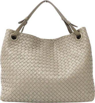 Bottega Veneta Beige Blue Intrecciato Handbag Tote Bag (Pre-Owned)
