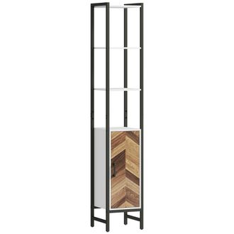 HOMCOM Tall Bathroom Storage Cabinet With 3 Shelves - 30 X 30 X 170 Cm - White | TJ Hughes Walnut