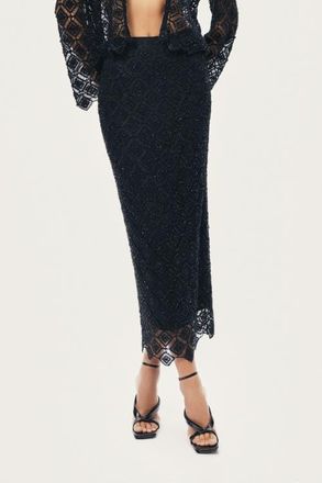 Nocturne Lace Midi Skirt in Black at Nordstrom, Size X-Large Eu