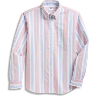Brooks Brothers Stripe Oxford Cotton Button-Down Shirt in Baroque Rose Bold Stripe at Nordstrom, Size Xx-Large