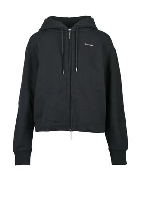 Calvin Klein Black Cropped Hooded Sweatshirt