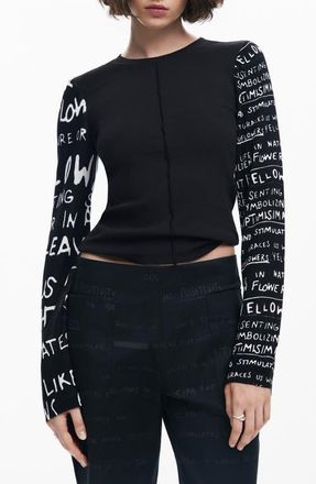 Desigual Rebe Long Sleeve T-Shirt in Black at Nordstrom, Size Large