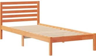 vidaXL Bed Frame with Headboard Wax brown 90 x 210 cm Solid pine wood Vidaxl