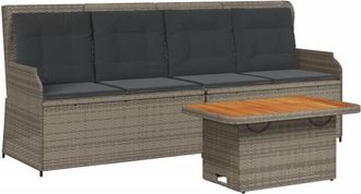 vidaXL Set De Muebles De Jard&iacute;n 3 Pzas Y Cojines Rat&aacute;n Sint&eacute;tico Gris Vidaxl