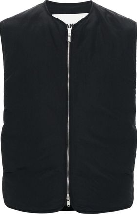 Jil Sander + zip-up padded gilet - men - Goose Down/Goose Feather/Recycled Polyester - 48 - Black