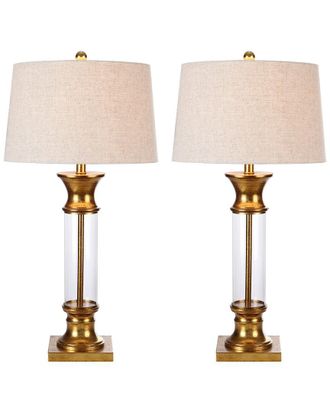 Jonathan Y Designs Jonathan Y Designs Set Of 2 Hunter 32In Metal & Glass Table Lamps