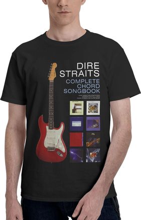 Generic Mens Straits Rock Band Dire Cotton T-Shirts Classic Crewneck Short Sleeves Simple&Versatile Daily Commute Essential Black L
