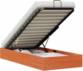 vidaXL Estructura De Cama Ottoman Con Almacenamiento Marr&oacute;n Cera Vidaxl