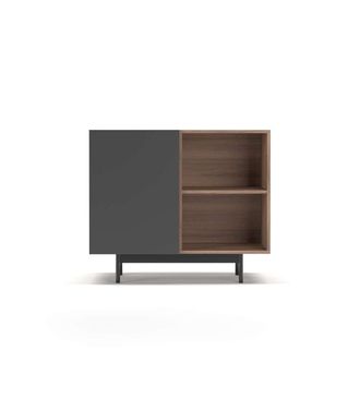 HERDASA Herdasa - Mueble Auxiliar Modelo 601-2 Acabado En Nogal/grafito. 78 Cm (alto) X 90 Cm (ancho) X 34 Cm (prof.)