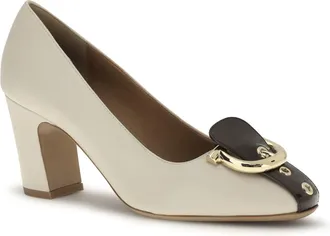 Ferragamo Womens Leather Pumps Seta Mascarpone Calf Bos Taurus High Heel Shoes