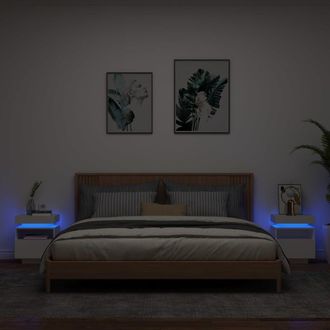 Berkfield Home Bedside Cabinets with LED Lights 2 pcs White 40x39x48.5 cm