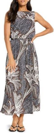 Nic+Zoe Bianca Doty Palms Sleeveless Maxi Dress in Black Multi at Nordstrom Rack, Size Xx-Large