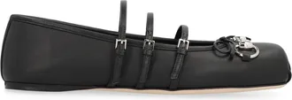 Gucci Womens Leather Ballet Flats Black Lamb Ballerina Shoes
