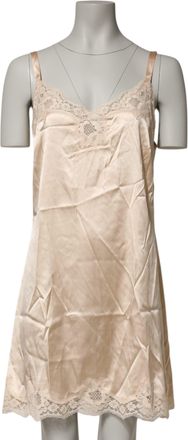 Dolce & Gabbana Womens Nude Chemise Lingerie Silk Blend Lace Trim Dress