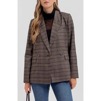 Blu Pepper Plaid Double Breasted Blazer in Charcoal at Nordstrom Rack, Size Medium
