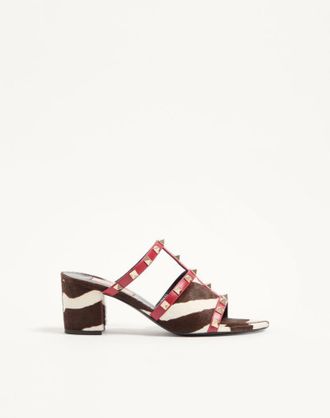 Valentino Garavani Rockstud Slide Sandal In Pony-Effect Calfskin 60Mm Wo