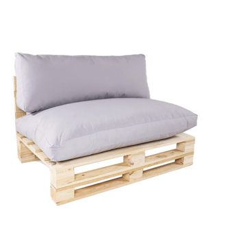 ED&Egrave;N JARD&Iacute; Sof&aacute; palet con cojines para exterior de pino nuevo, en color piedra