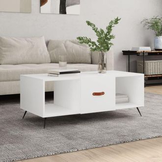 vidaXL Vidaxl - Mesa De Centro Madera Contrachapada Blanco 102x50x40 Cm