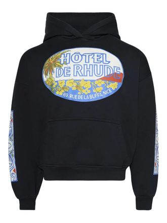 Rhude Rhude Hotel graphic-print hoodie - Black