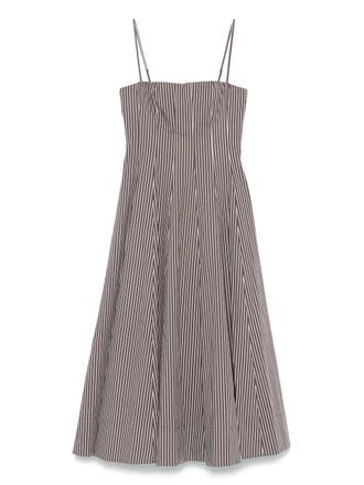 Staud Wylie midi dress - women - Cotton/Cotton/Elastane - 6 - Brown
