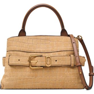 Marc Jacobs The Small Dakota Croc Embossed Suede Satchel in Sahara at Nordstrom