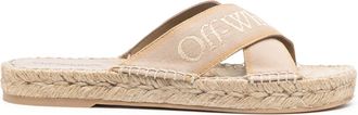 Off-white Bookish Criss-Cross espadrille - women - Jute/Rubber/Cotton/Calf Leather/Jute - 36 - Neutrals