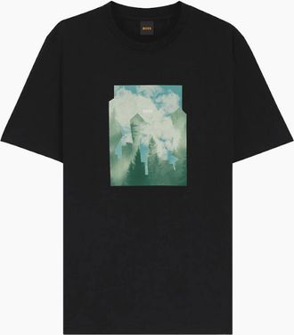 HUGO BOSS Mens Te_Cover City Logo Black T-Shirt - Size: 40