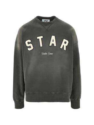 Golden Goose Star/ Unisex Boxi Crewneck/ Sunfaded Wash/ Star Golden Goose Print