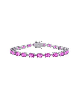 Rina Limor Silver 13.34 ct. tw. Lab-Grown Pink Sapphire Tennis Bracelet