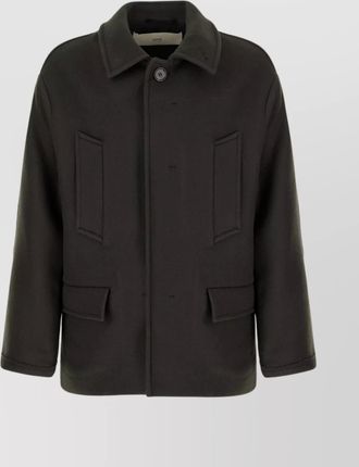 Ami tailored wool coat featuring long sleeves