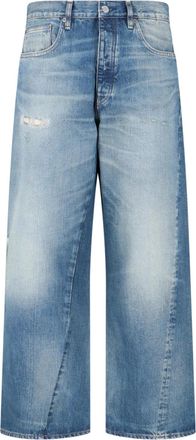 Sunflower Blue Twist Wide-Leg Distressed Jeans