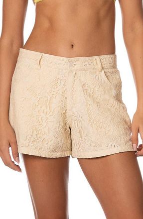 Maaji White Petal Apoli Shorts Cover-Up in Light Beige at Nordstrom, Size Medium