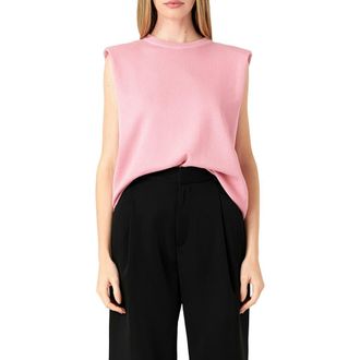endless rose Glitter Power Shoulder Knit Top in Pink at Nordstrom Rack, Size X-Small