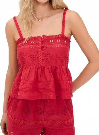 Isabel Marant Denys Eyelet Cami Top In Red