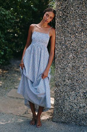 Seafolly Sleeveless Striped Shirred Maxi Dress
