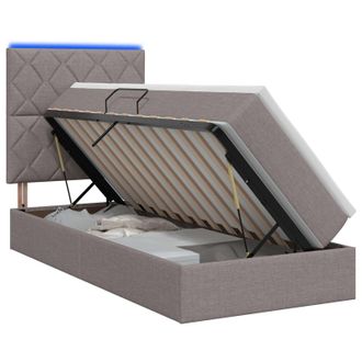 vidaXL Letto Con Contenitore Led E Materasso Tortora 90 X 200 Cm Vidaxl