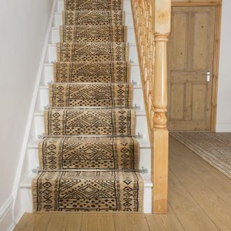 Runrug Stair Runner Carpet for Staircases - Soft & Comfy, 9mm - Afrikans in Light Beige | Size: 70 cm x 510 cm