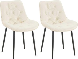 Clp Lote De 2 Sillas De Comedor Terciopelo Wallace Crema