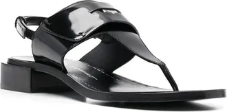Ferragamo Logo-Plaque Thong Sandal - Black